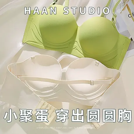无肩带抹胸内衣女防滑聚拢小胸显大无痕夏季裹胸漫画外扩型文胸罩商品大图