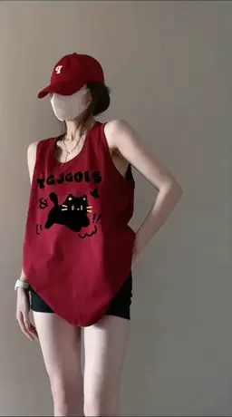 纯棉吊带运动背心无袖t恤女2025夏季设计感小众外穿港风挂脖上衣图片