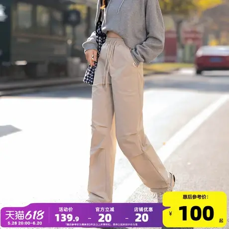 唐狮工装裤女2025新款美式宽松休闲裤显瘦高腰降落伞裤直筒阔腿裤图片