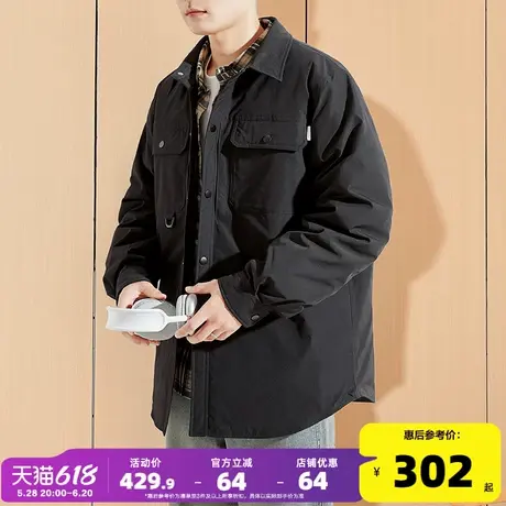 唐狮2024冬季新款轻薄羽绒服男装翻领韩版短款夹克衬衫领保暖外套商品大图