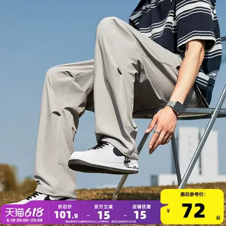 唐狮25春夏季新款男休闲长裤宽松直筒工装裤子潮流美式褶皱阔腿裤商品大图