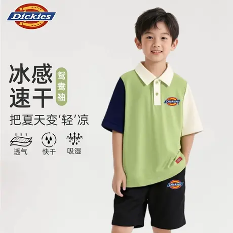 Dickies童装男童短袖儿童夏季撞色拼接t恤男孩速干学院风polo衫A商品大图