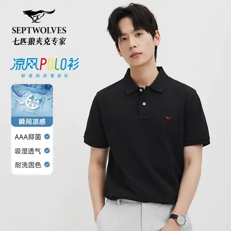七匹狼翻领短袖Polo衫2025夏季新款冰丝凉感抑菌高端正品男装T恤图片