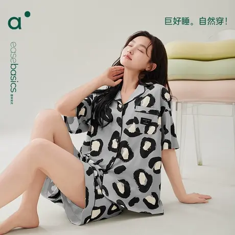 安之伴纯棉睡衣女夏季新款短袖套装休闲大码可外穿家居服高级薄款商品大图