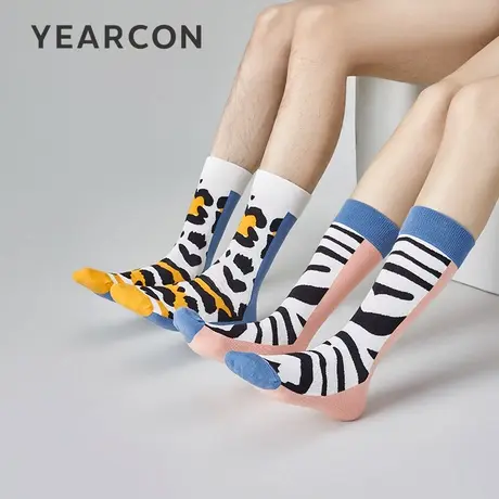 YEARCON/意尔康情侣袜长筒袜吸汗3双礼盒装男女袜运动休闲卡通袜商品大图
