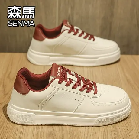 森马男鞋夏季高级感百搭低帮板鞋男士休闲皮鞋运动增高真皮小白鞋商品大图