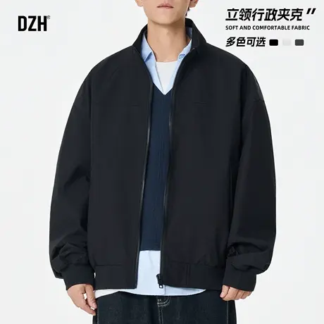 男士黑色立领行政夹克男秋季宽松上衣休闲外套棒球服2025新款男装图片