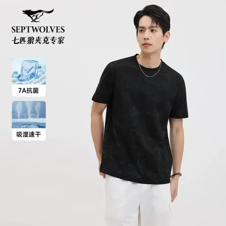 七匹狼[7A抑菌]满印短袖圆领T恤男装25夏季新款时尚潮流年轻上衣图片