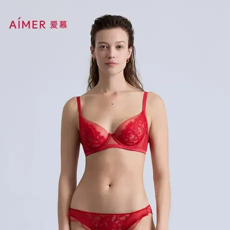 爱慕25秋冬内衣女好事将近红品3/4薄杯大胸显小文胸AM13B601商品大图