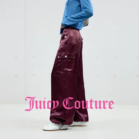 Juicy Couture橘滋休闲裤女2025年秋季新款缎面光泽工装休闲长裤商品大图