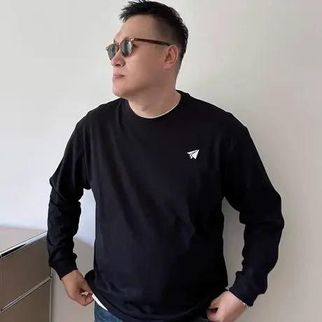 大依无忧大码男装春秋新款小飞机潮胖子加肥加大男款圆领长袖T恤商品大图