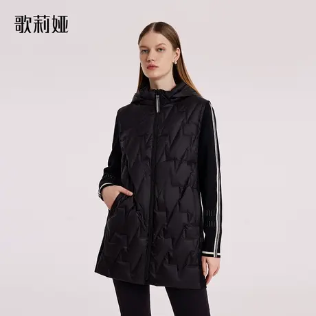 歌莉娅短款羽绒服女士冬季新款毛织拼接轻薄鹅绒服外套1BDL8C0F0商品大图