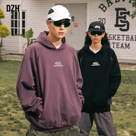 情侣装连帽卫衣潮牌男秋季宽松重磅美式外套2023新款男款秋装上衣商品大图