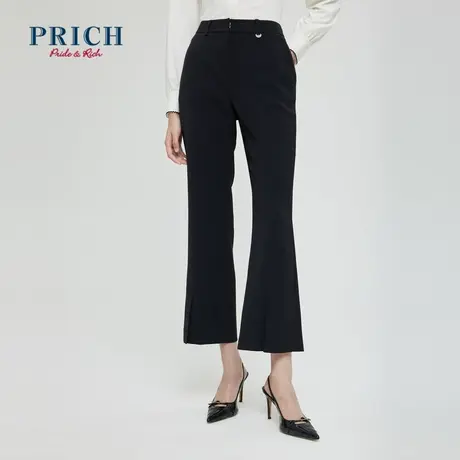 【商场同款】PRICH23春秋新款抗皱免烫垂感直筒裤脚口开叉裤子女商品大图