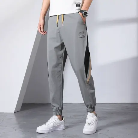 运动裤男休闲裤束脚夏季九分束脚冰丝薄款直筒宽松百搭男裤子潮流商品大图