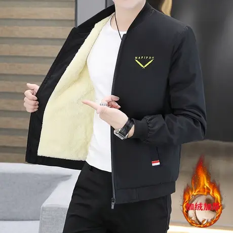 男士外套秋冬季2025新款休闲加绒加厚夹克韩版潮流青少年棒球衣服商品大图