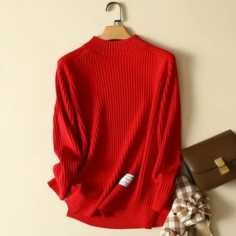 半高领毛衣女宽松外穿慵懒风加厚打底针织衫女装套头2024春装新款商品大图
