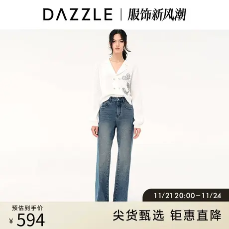DAZZLE迪士尼米奇系列 地素奥莱春西装领绣珠片针织衫女2E1E4651B商品大图