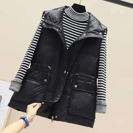 2023冬季新款羽绒棉马甲女短款立领收腰轻薄韩版时尚休闲坎肩外套商品大图