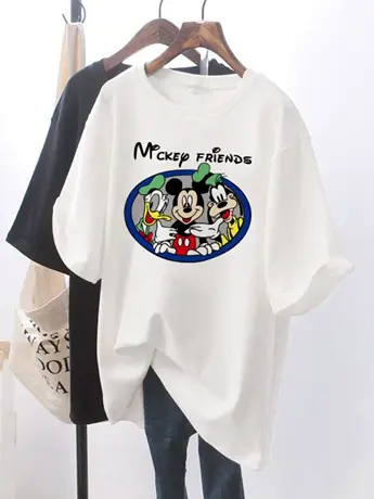 白色仿棉短袖T恤女2023年新款夏季ins超火小众设计感网红爆款上衣商品大图