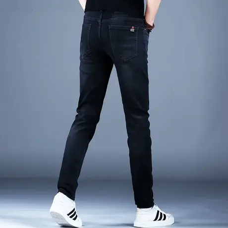 男士新款秋冬牛仔裤百搭黑色修身精致小脚裤2023厚款男潮牌弹力裤图片