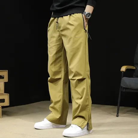 直筒休闲裤男2024新款男裤宽松春款脚口拉链户外潮牌机能裤子加厚商品大图