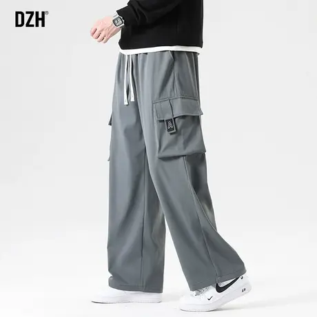 男士灰色直筒休闲裤男2024新款秋季机能多口袋工装裤宽松裤子男款商品大图