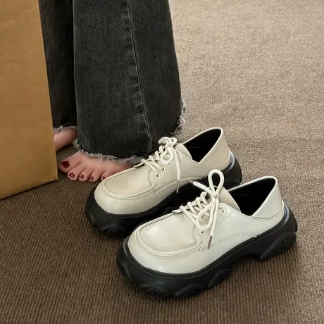 鞋子女春秋季英伦风乐福小皮鞋2023新款爆款单鞋厚底复古百搭学生商品大图