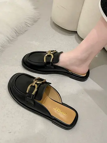 凉鞋包头半拖鞋女外穿时尚单鞋平底懒人鞋一脚蹬凉拖鞋穆勒鞋百搭图片