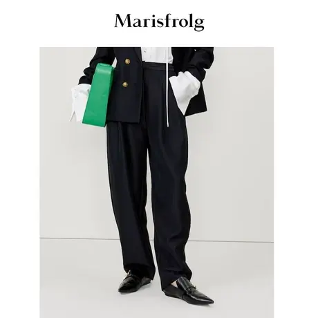 【意大利工厂】玛丝菲尔夏季新款黑色宽松休闲裤西装裤蛋形裤图片