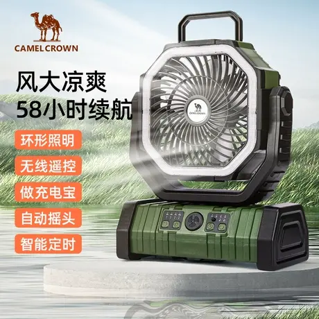 骆驼户外露营灯大风力电风扇超长续航USB充电办公室桌面摇头风扇商品大图