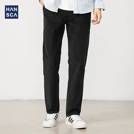 汉斯卡 秋冬季新款男士直筒休闲裤宽松潮流复古加厚灯芯绒长裤子商品大图