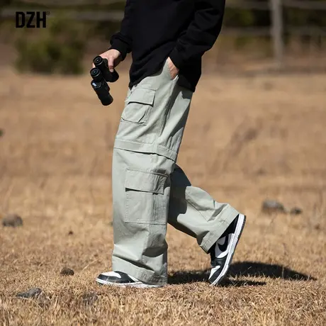 男士痞帅多口袋工装裤男春秋直筒宽松2024新款美式裤子男款冲锋裤商品大图