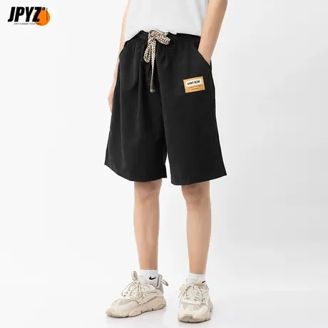 休闲短裤男夏季潮牌加肥加大码黑色美式弹力沙滩裤胖子宽松五分裤商品大图