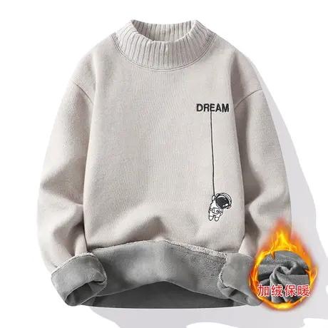 毛衣男秋冬季加绒加厚2023新款半高领针织衫男毛衫冬款打底衫线衣商品大图