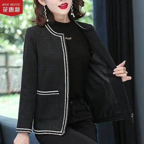 妈妈洋气短款西装中年女装春装小香风气质外套中年女春秋薄款上衣商品大图