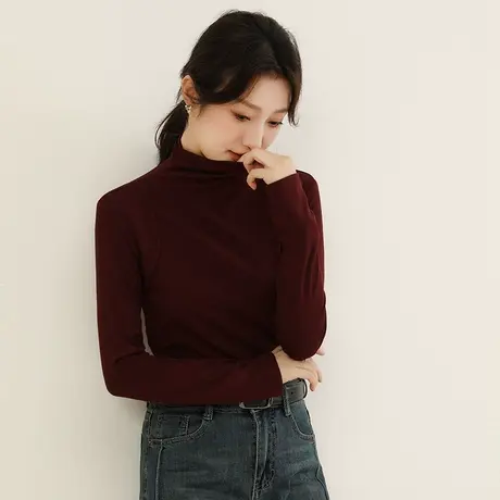 韩潮袭人半高领长袖T恤女2023秋季新款显瘦休闲打底衫上衣内搭图片