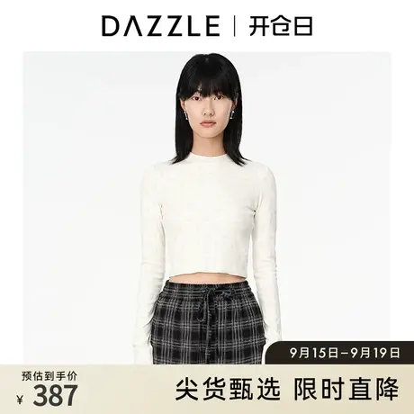 DAZZLE地素奥莱 白色老花印花打底衫长袖T恤女2D4B5011B商品大图