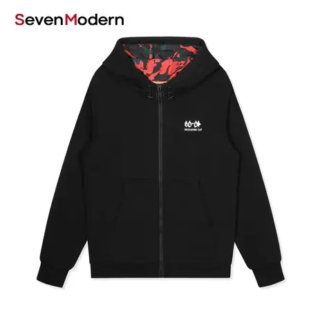 【清仓商场同款】柒牌奥莱男装潮牌SVNMDN卫衣男连帽开衫时尚外套图片