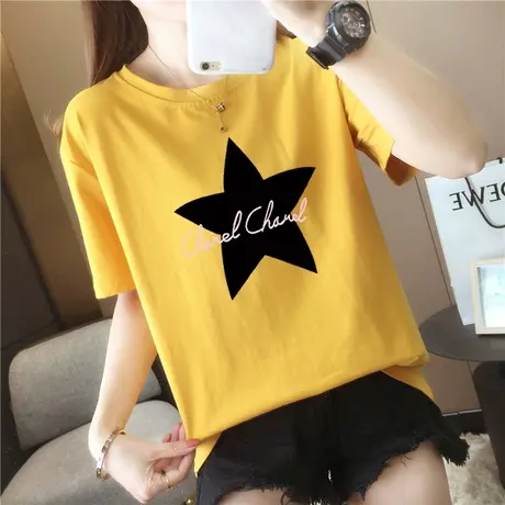 印花纯棉短袖2023年新款女t恤夏装百搭学生韩版宽松ins潮半袖上衣商品大图