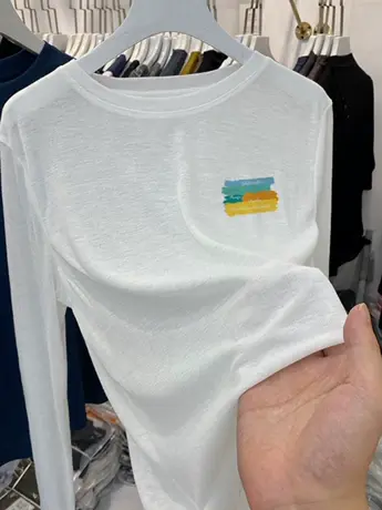 早秋2023新款女装白色仿棉长袖t恤冬季加绒洋气内搭打底衫上衣服商品大图