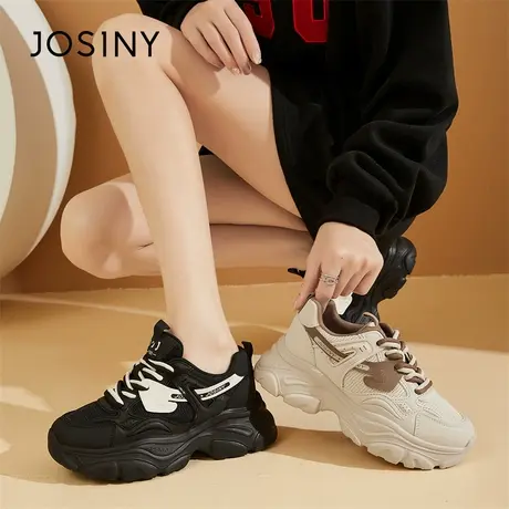 Josiny/卓诗尼老爹鞋女款2024新款春季百搭女鞋子黑色运动休闲鞋商品大图