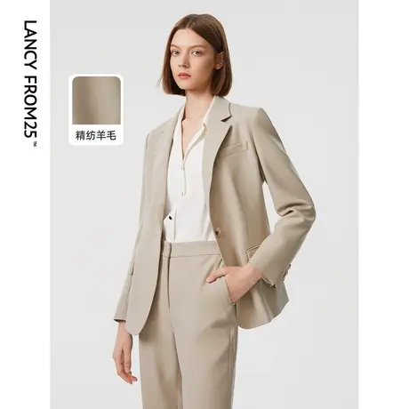 朗姿羊毛复古法式设计感小众气质高级感外套女2023年春季新款西装图片