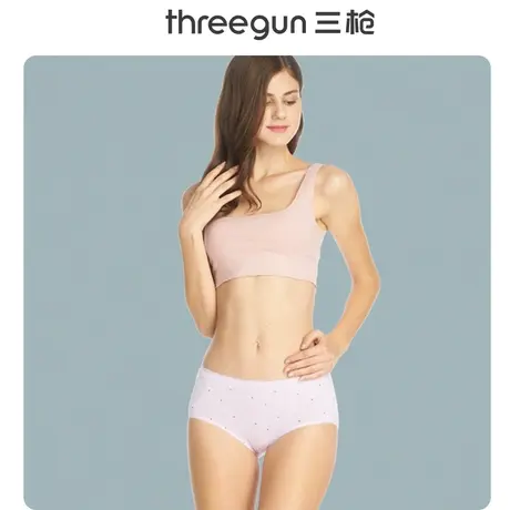3条三枪内裤女莫代尔中腰三角裤简约无痕白色裤头中青年大红裤衩图片