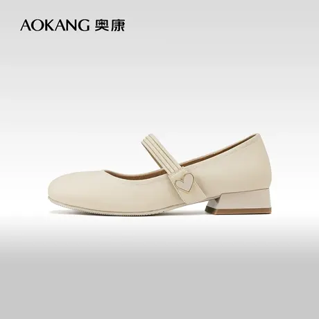 奥康女鞋 2024春季新款时尚百搭圆头一字带单鞋甜美玛丽珍小皮鞋商品大图