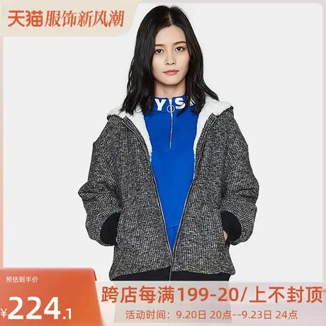 艾格冬季女装休闲时尚加绒短款连帽外套Y306图片