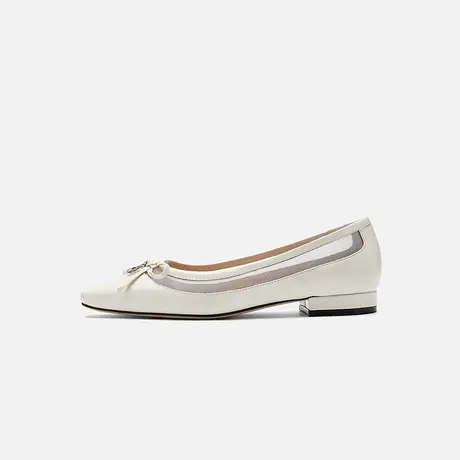 Nine West/玖熙2025夏季新款浅口单鞋网纱拼接蝴蝶结低跟舒适女鞋图片