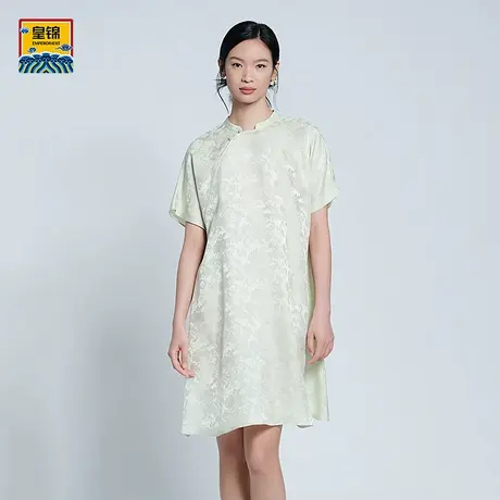 爱慕皇锦睡衣女春夏含真丝桑波缎短袖睡裙-染翠HJ21487商品大图