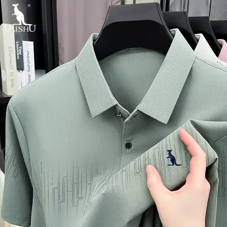 Dai Shu/袋鼠夏季冰丝短袖Polo衫男士商务休闲高档Logo刺绣T恤衫商品大图