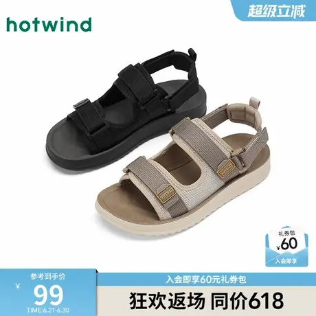 热风男鞋2025年夏季新款男士时尚魔术贴户外休闲凉鞋轻便沙滩鞋子商品大图